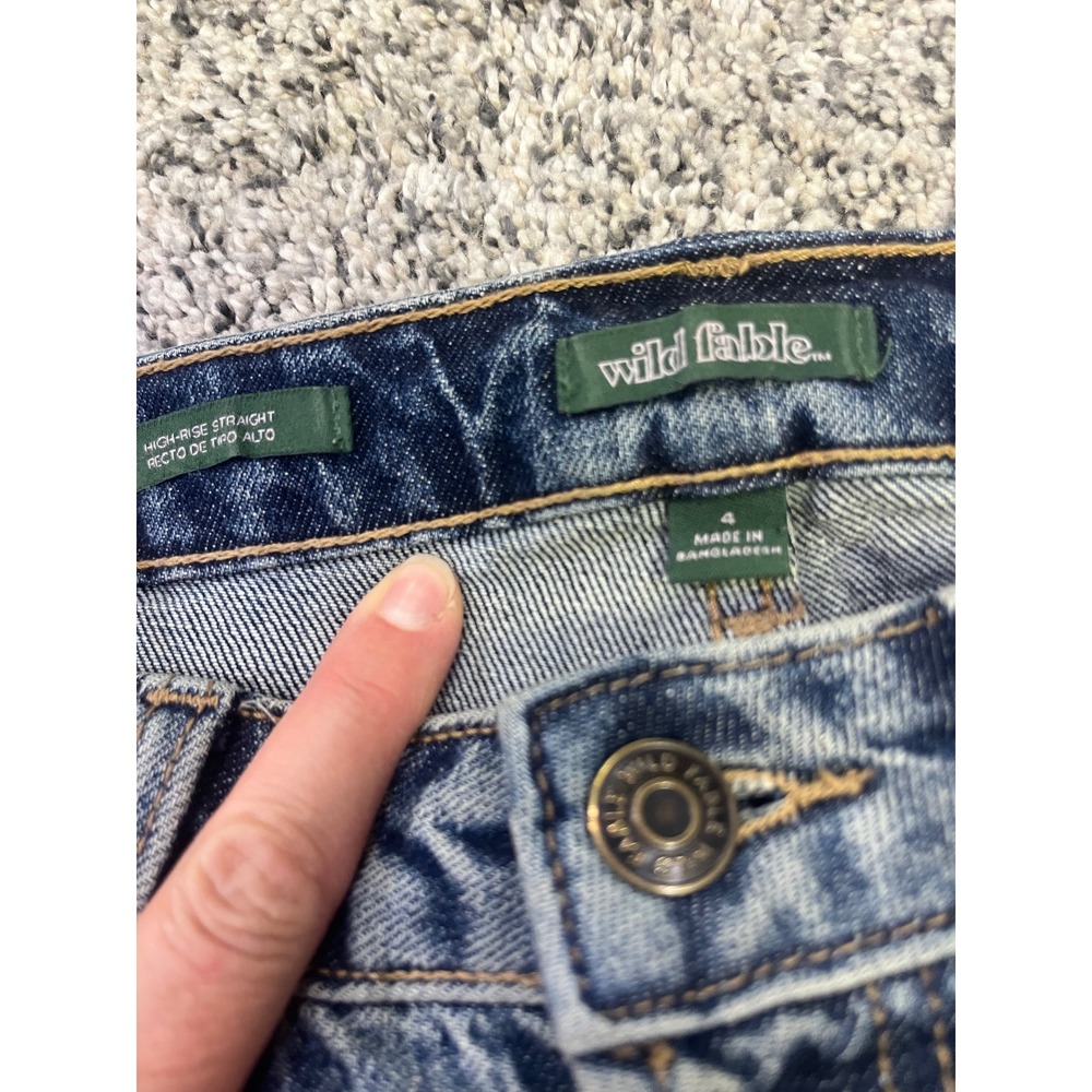 Wild Fable‎ Easy Rigid High Rise Straight Leg Jeans Blue Acid Wash Womens Size 4 - Picture 4 of 12